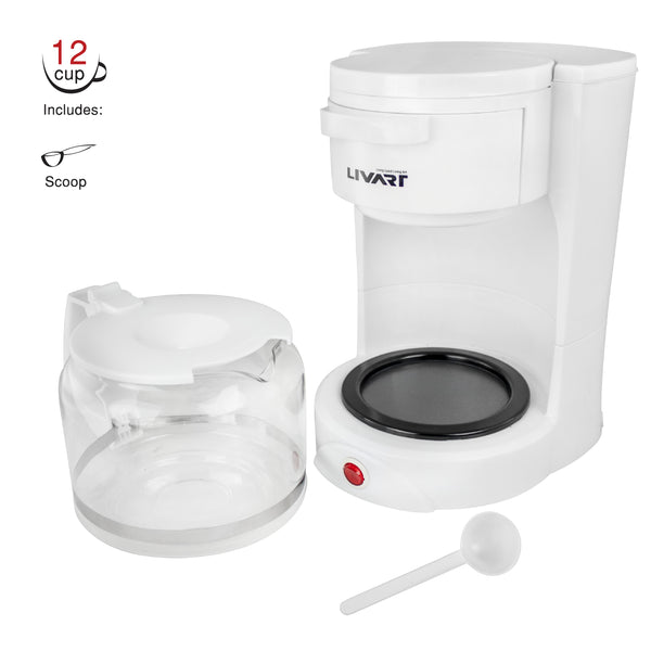Livart Coffee Maker LCM-15 12CUP 1.5L White, Free shipping (Excluding HI, AK)